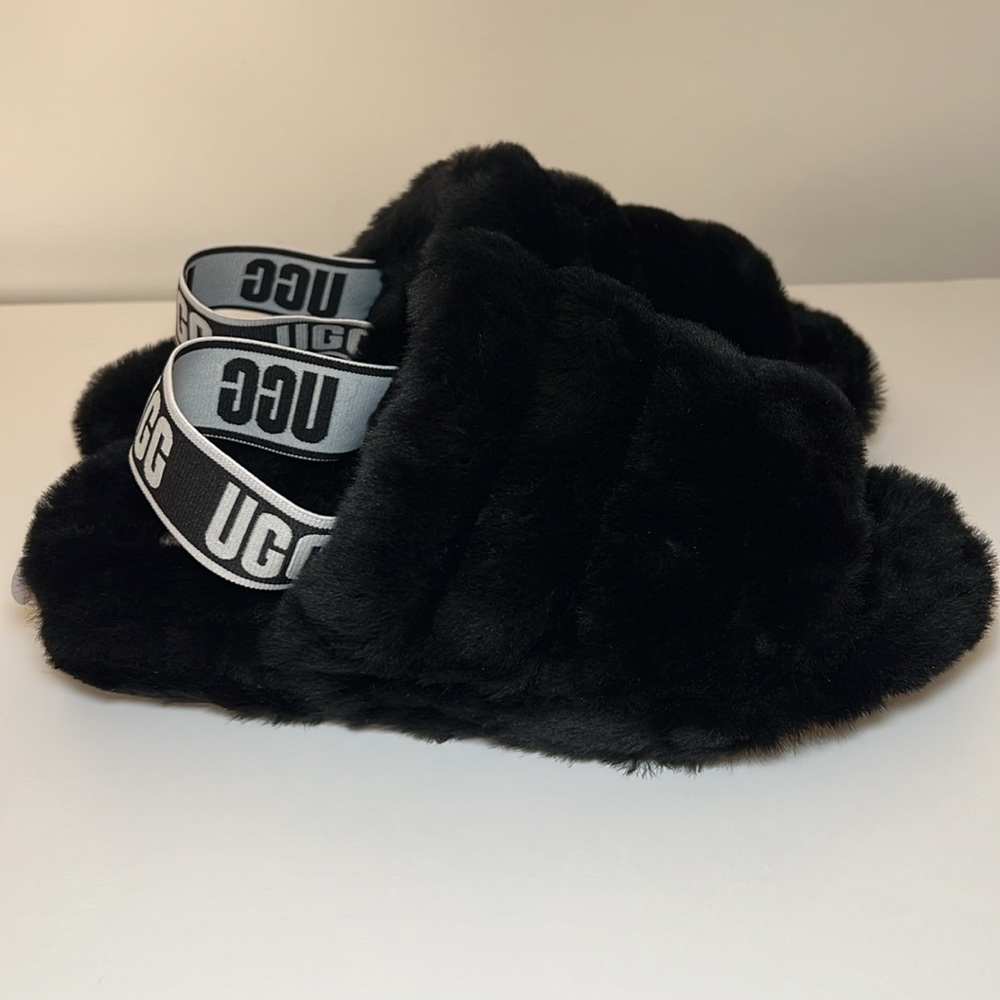 Ugg Fluff Yeah Slides Black Size 8 Brand New